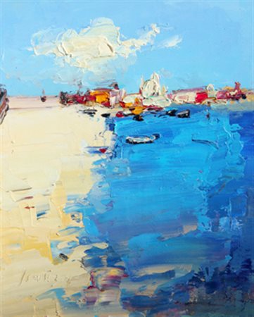 SCATIZZI SERGIO Laguna a Venezia anni 2000 olio su tavola cm. 50 X 40 Firma...