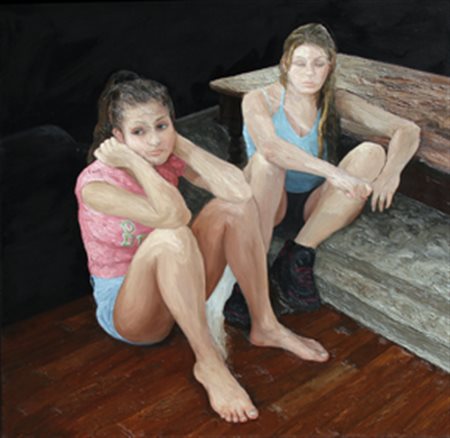 CENTONZE MIMMO Cristina e Debora 2006 olio su tela cm. 100 X 100 Titolo,...