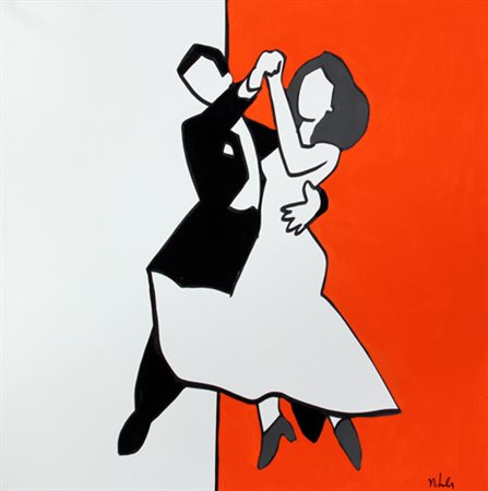 LODOLA MARCO Senza titolo tempera su tela cm. 100 X 100 Firma 'Lodola' (in...