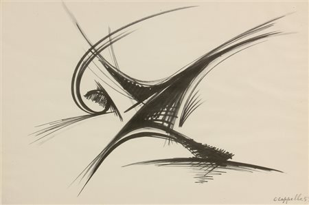 CAPPELLO CARMELO Senza titolo 1959 tempera su cartoncino cm. 46 X 66 Firma,...