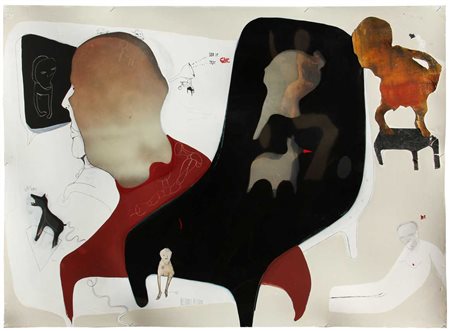 FANTINI MARCO Circo Bianco 2006 tecnica mista su carta su PVC cm. 100 X 140...