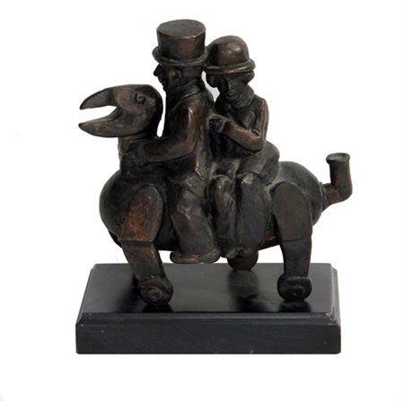 BORGHESE FRANZ Cavaliere e dama bronzo cm. 22 X 20 X 10 Edizione di 5...