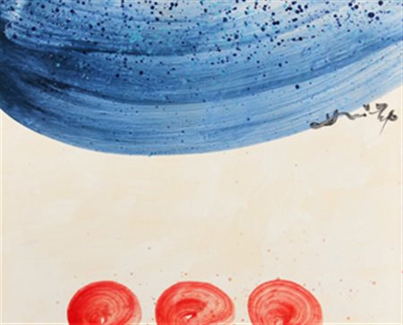 CHIN HSIAO Orizzonte 1982 ceramica dipinta cm. 50 X 60 Firma 'Hsiao Chin' (al...