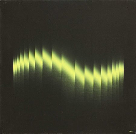 FINZI ENNIO Tensimodulatore ultralineare nero giallo 1972 acrilico su tela...