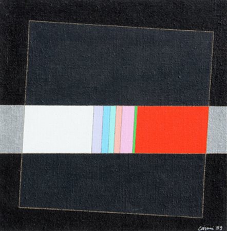 CARMI EUGENIO Spiraglio 13 1999 acrilici su juta cm. 50 X 50 Firma, data...