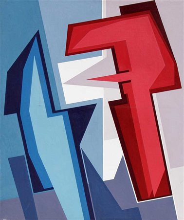 NATIVI GUALTIERO Incontro 1984 olio su tela cm. 100 X 80 Datazione doppia...