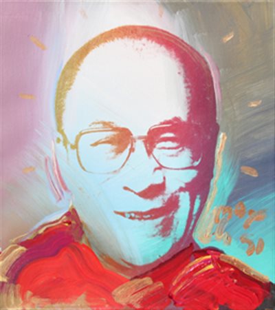 PETER MAX Dalai Lama 57 1991 olio su tela cm. 41 X 35 Firma, data 'Max, 91'...