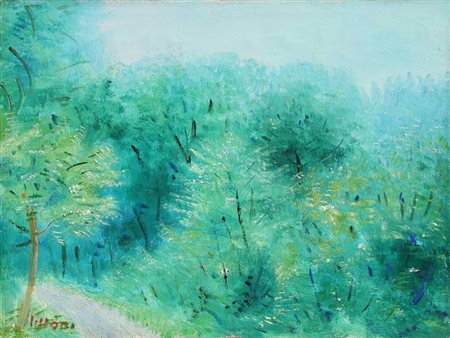 LILLONI UMBERTO Paesaggio lombardo 1968 olio su tela cm. 30 X 40 Firma...