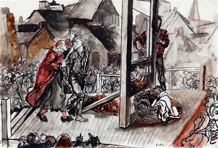 GUTTUSO RENATO Scenografia per Andrea Chenier tecnica mista su carta intelata...