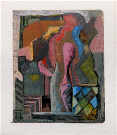 MARINI MARINO Composizione astratta 1945 tecnica mista su cartoncino cm. 22 X...