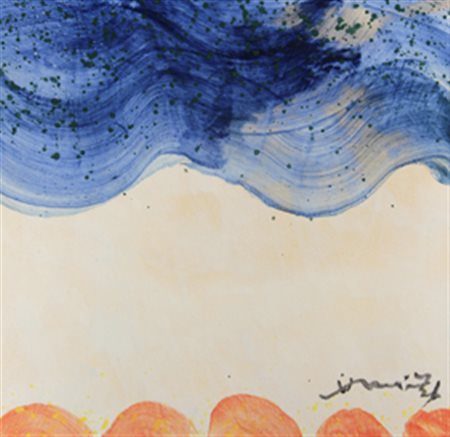 CHIN HSIAO Paesaggio 1982 ceramica dipinta cm. 50 X 50 Firma 'Hsiao Chin' (in...