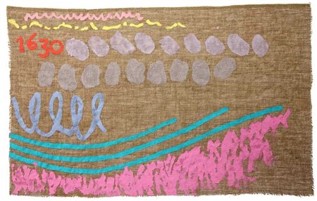 GRIFFA GIORGIO Tre linee con arabesco n.1630 2001 tempera acrilica su tela...