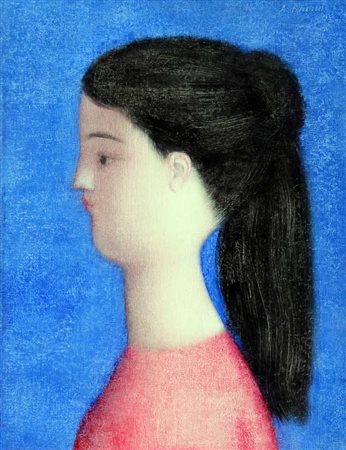 BUENO ANTONIO Profilo in bleu 1972 olio su tavola cm. 40 X 30 A. Bueno' (in...