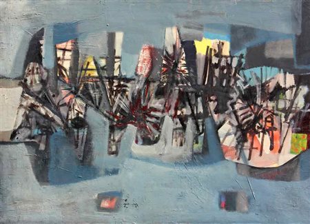 DANGELO SERGIO Detriti 1955 olio su tela cm. 50 X 70 Firma, titolo, misure...