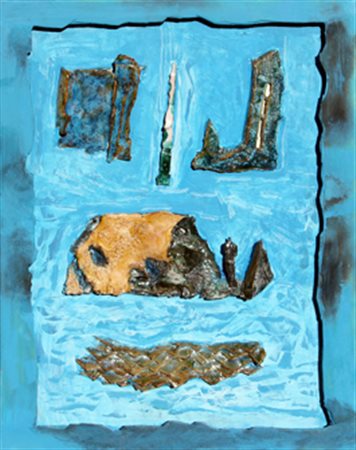 CATELLI CAMILLO Bassa marea ceramica e tecnica mista su tavola cm. 80 X 60...