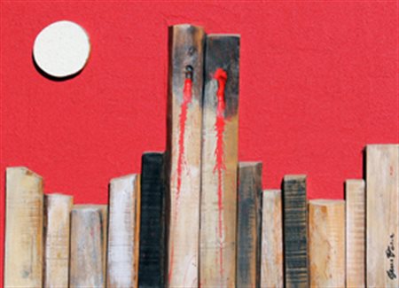 DE LUTTI PIERLUIGI Doppie ferite 2001/2002 legno e tecnica mista su tavola...