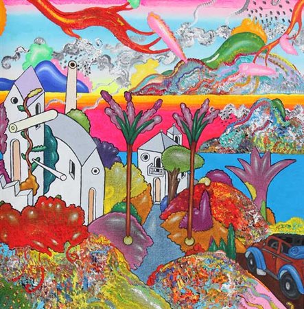 ALINARI LUCA Senza titolo olio su tela applicata su tavola cm. 59 X 59...