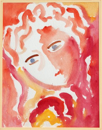 GUIDI VIRGILIO Testa acquarello su cartoncino cm. 37 X 27 Firma 'Guidi' (in...