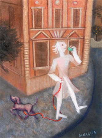 BENAGLIA ENRICO La mela verde 2013 pastelli e tecnica mista su cartoncino cm....