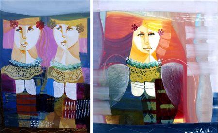 DI CARLO VITTORIO MARIA “LOTTO COMPOSTO DA 2 OPERE” A) "Una figura", olio e...