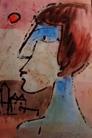 ROGNONI FRANCO (Milano 1913 - Milano 1999) "Figura" Tempera su carta cm. H:...