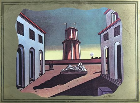DE CHIRICO GIORGIO (Volos 1888 - Roma 1978) "Piazza d'Italia" Lastra su...