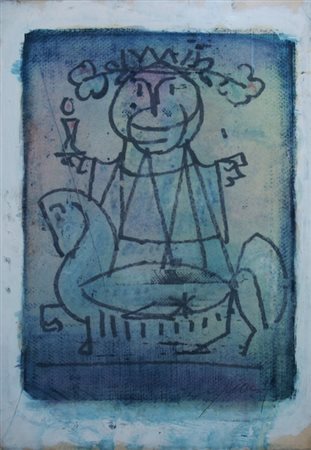 ROGNONI FRANCO (Milano 1913 - Milano 1999) "Figura con giostra" Tecnica mista...