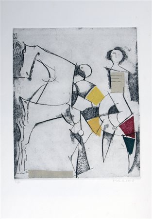 MARINI MARINO (Pistoia 1901 - Viareggio 1980) "Scomposizione" Puntasecca,...