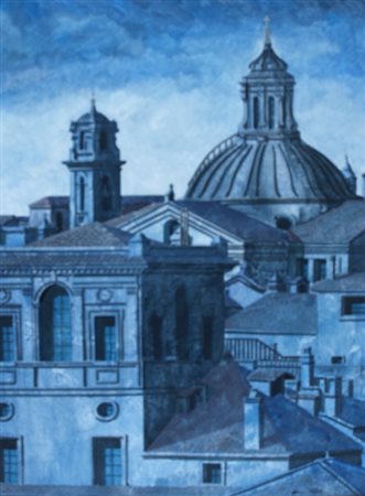CAPUTO TONINO (Lecce 1933) "Notturno sulla chiesa nuova" Olio su tela cm. H:...
