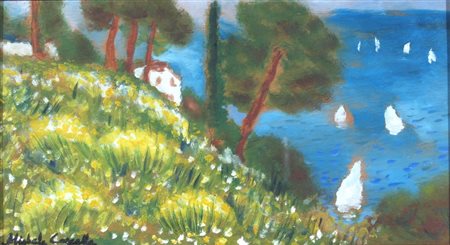 CASCELLA MICHELE (Ortona 1892 - Milano 1989) "Portofino" 1980 Olio su tavola...