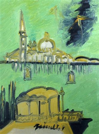 BRINDISI REMO (Roma 1918 - Lido di Spina 1996) "Venezia" anni '80/'90 Olio su...