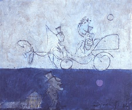 ROGNONI FRANCO (Milano 1913 - Milano 1999) "Ritorno dall'opera" 1986 Olio su...