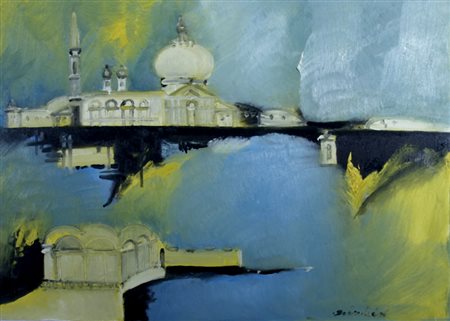 BRINDISI REMO (Roma 1918 - Lido di Spina 1996) "Venezia" anni '80 Olio su...