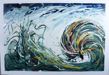 SCHIFANO MARIO (Homs 1934 - Roma 1998) "Onda" Smalti su tela cm. H: 70.00 L:...