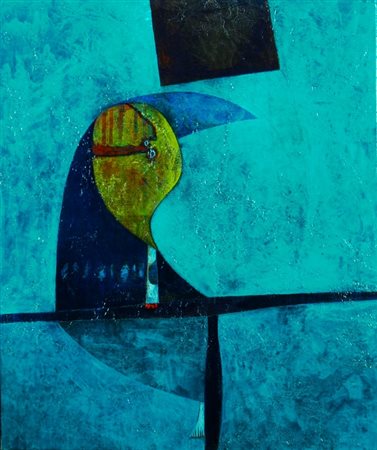 DOVA GIANNI (Roma 1925 - Pisa 1991) "Porta fortuna il pappagallo" 1973 Olio...