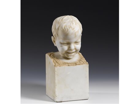 Cesare Reduzzi (Torino 1857-1911) Bambino Marmo Firmato Altezza 39 cm, base...
