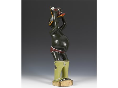 George Lilanga (1934-2005) Senza Titolo Legno di mkongo smaltato Altezza 54 cm