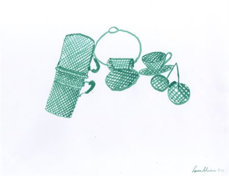 LAURA PALMIERI Caffettiera napoletana, ciliegie, tazzina, 2011 China e...