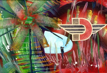 MAURO SOGGIU Ducati Race, 2009 Olio e timbri su tela cm 20x30