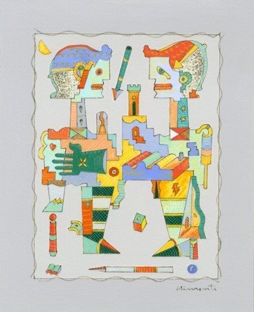 PINO CHIMENTI Creature del sogno con abbraccio indicibile, 1997 Tempera e...