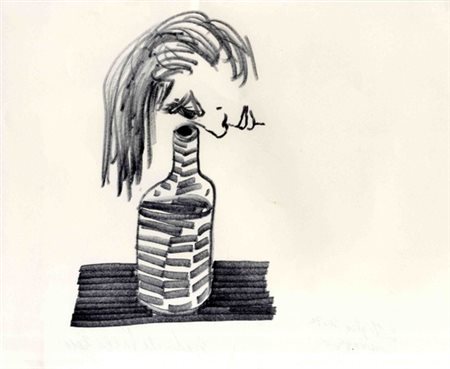 GABRIELE PICCO Bottiglia senza messaggio, 2011 Pennarello su carta cm 24,7x32