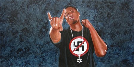 MARIO LOPRETE Black power, 2011 Olio su tavola cm 150x75