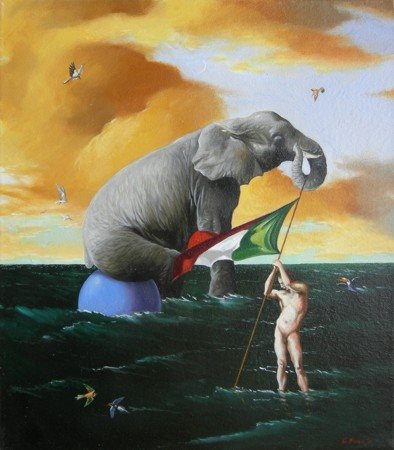 SALVO RUSSO Viva l'Italia, 2011 Olio su tela cm 35x40