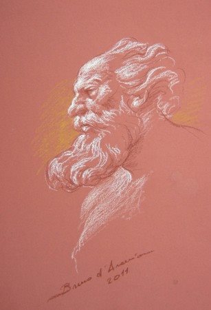 BRUNO D'ARCEVIA Il passato ci guarda, 2011 Pastello ad olio su carta cm 55x35