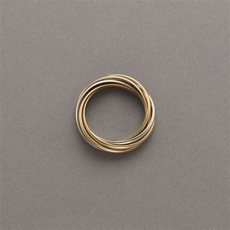 Sette fedi di Cartier una nell'altra in oro giallo, bianco e rosso, g.7,40,...