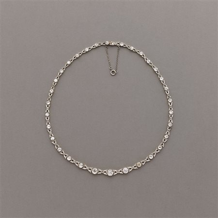 Collier dei primi del '900 in oro giallo e bianco con diamanti taglio a...