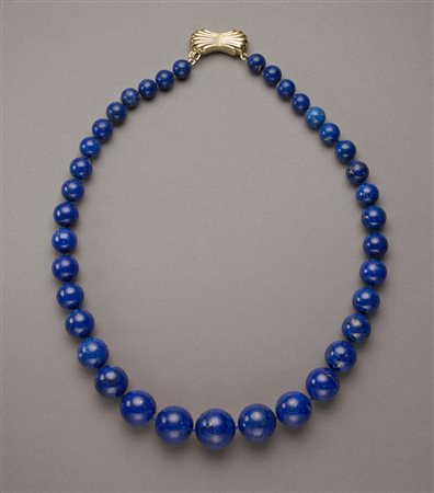 Collana a un filo scalato di lapislazzuli da mm 10 a mm 20 con chiusura in...