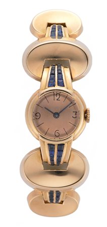 UNIVERSAL Orologio da polso da donna in oro 18K con bracciale Anni 1950 ca....
