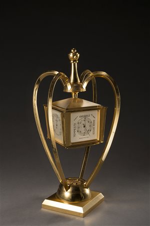 ANGELUS Stazione meteo in ottone dorato, struttura con braccia sagomate Anni...