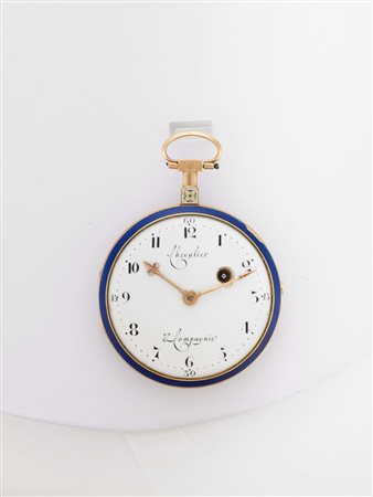 CHEVALIER Orologio da tasca da uomo in oro e smalti Anni primi '800 ca....